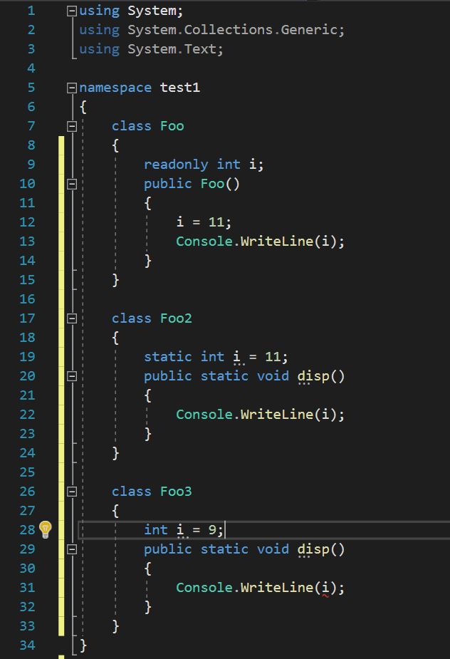 ตัวอย่างโค้ดแสดงวิธีใช้ตัวเปลี่ยนแปลงเพิ่มขยายลักษณะ readonly