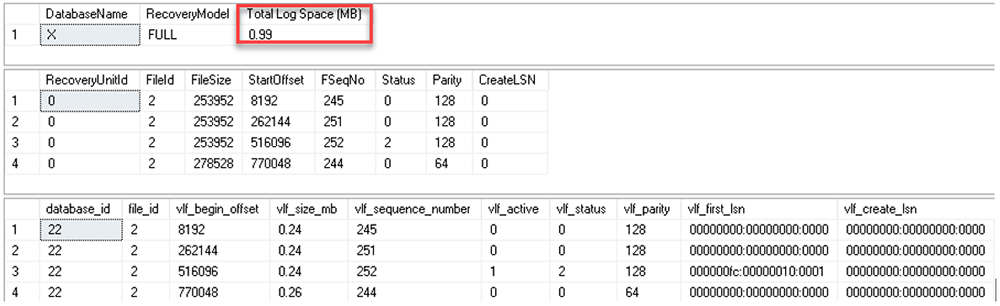 ผลลัพธ์ที่ได้พบว่าขนาดไฟล์ลดลงเหลือเพียง 1 Mbytes และจำนวน VLFs ลดลงเหลือเพียง 4 VLFs เท่านั้น