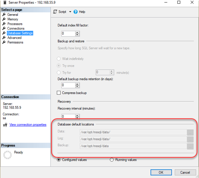 เลือกที่เพจ Database Settings