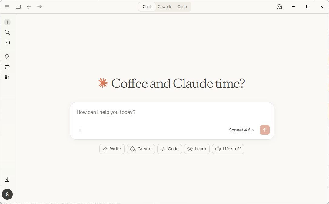 หน้าต่างของ Claude Desktop