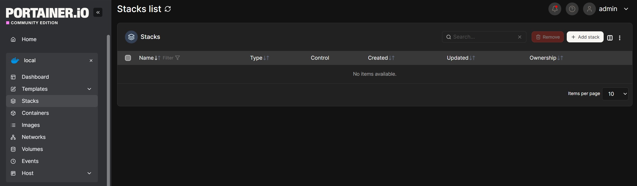 ไปที่ Stacks list