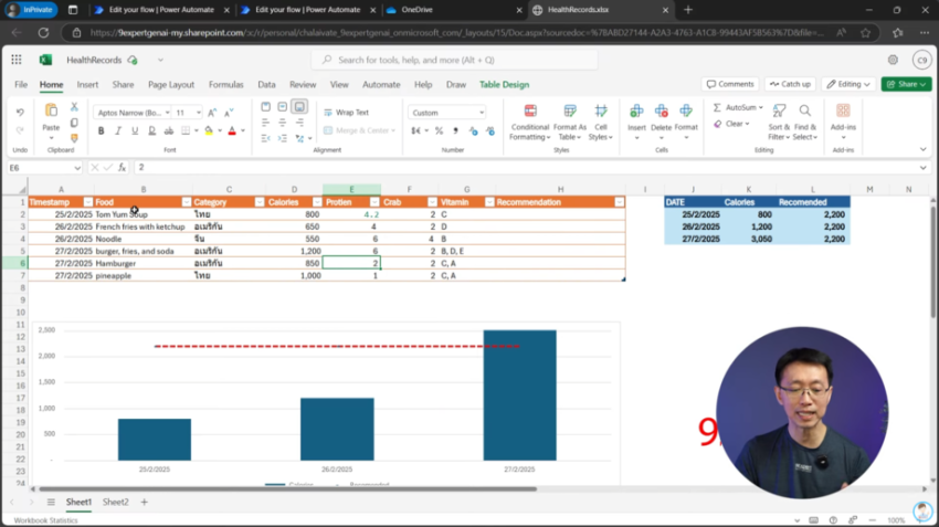 การบันทึกข้อมูลลง Excel