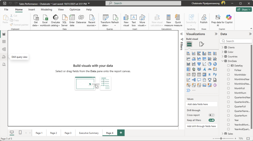 มุมมอง DAX Query View ใน Power BI Desktop