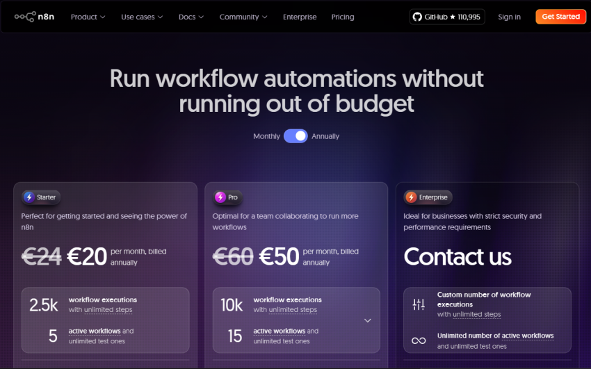 รายละเอียดการสมัคร n8n