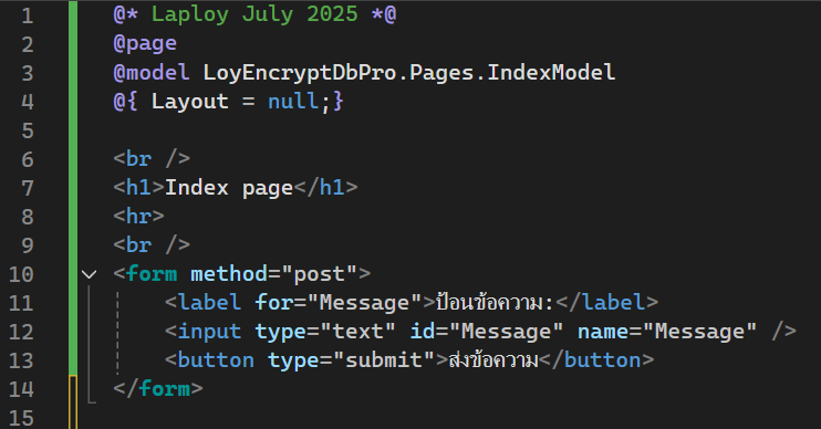 คำอธิบายโค้ดในไฟล์ index.cshtml.cs