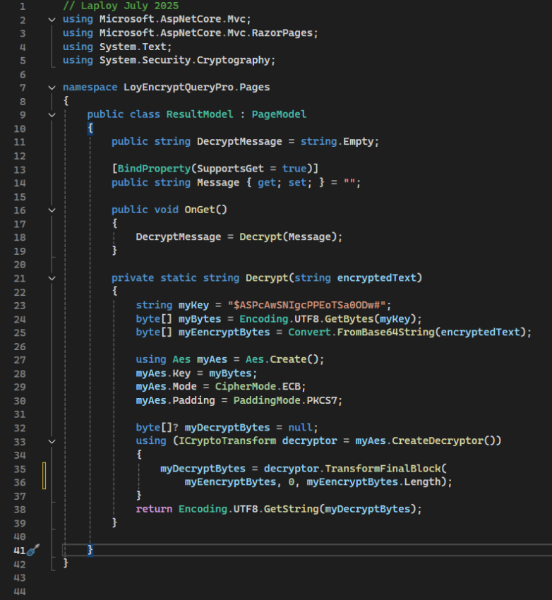 แทนที่โค้ดในไฟล์ Result.cshtml ด้วยโค้ดนี้